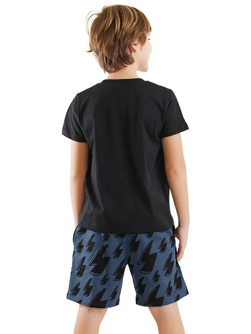Denokids Thunder Boy Black T-shirt&Shorts Set